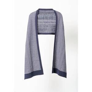 NEW NICHOLAS DALEY wave scarf in navy/ecru